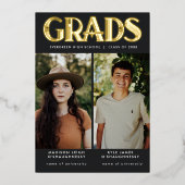 Art Deco GRADUATES 2 Photo Foil Announcement 箔招待状 (正面)