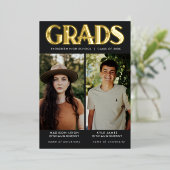 Art Deco GRADUATES 2 Photo Foil Announcement 箔招待状 (立ち正面)