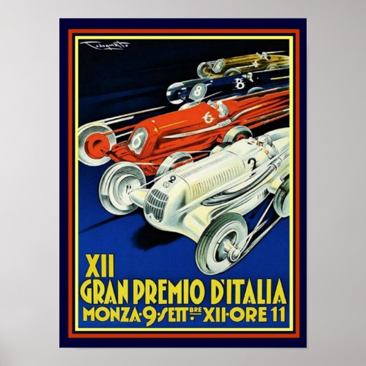 Art Deco Gran Premio D'Italia Poster 12 x 16 ポスター (正面)