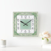 Art Deco Green スクエア壁時計 (ホーム)