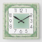 Art Deco Green スクエア壁時計 (正面)