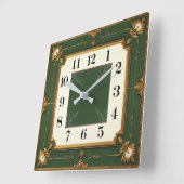 Art Deco Green スクエア壁時計 (傾斜)
