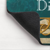 Art Deco Green and Gold Stripes Personalized マウスパッド (コーナー)