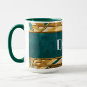 Art Deco Green and Gold Stripes Personalized マグカップ (左)
