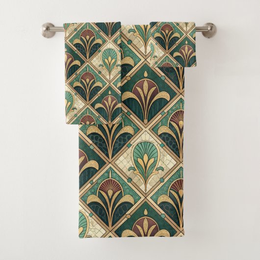 Art Deco Green Emerald バスタオルセット (インサイチュ)