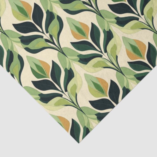 Art Deco Green Leaf Tissue Paper Sheets 薄葉紙 (詳細)