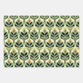 Art Deco Green Leaf Wrapping Paper Flat Sheet Set ラッピングペーパーシート (正面2)