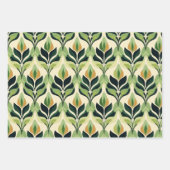 Art Deco Green Leaf Wrapping Paper Flat Sheet Set ラッピングペーパーシート (正面)