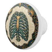 Art Deco Green Ribcage Skeleton Anatomical セラミックノブ (右)