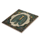 Art Deco Green Ribcage Skeleton Anatomical タイル (側面)