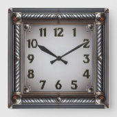 Art Deco Grey スクエア壁時計 (正面)