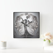 Art Deco Grey スクエア壁時計 (ホーム)