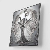 Art Deco Grey スクエア壁時計 (傾斜)