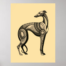Art Deco Greyhound in Vintage Color Pallette