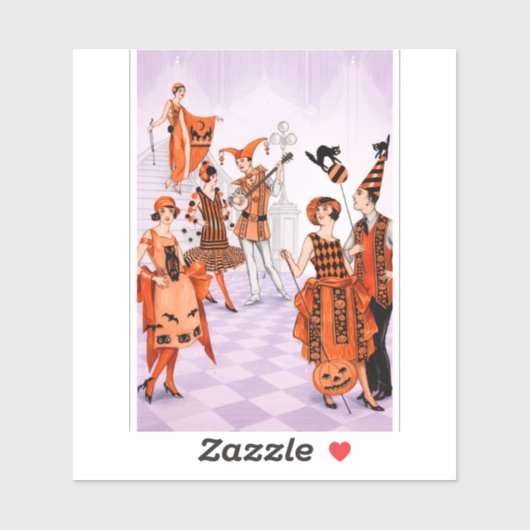 Art Deco Halloween Illustration – Vintage 1920s シール (シート)