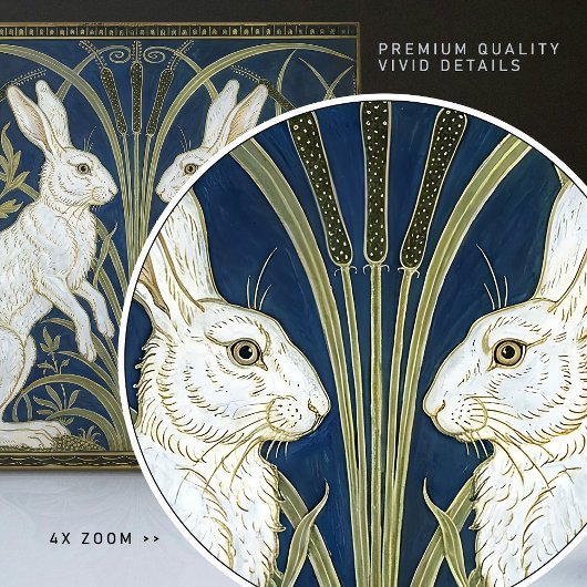 Art Deco Hares Wall Decor Art Nouveau Rabbit タイル