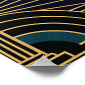 Art Deco Harpist Silhouette Poster Gold and Black  ポスター (角)