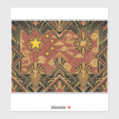 Art Deco Heritage Flag | China | Vintage Decal シール (シート)