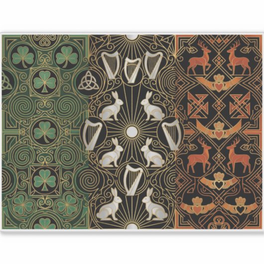 Art Deco Heritage Flag | Ireland | Vintage Decal シール (正面)