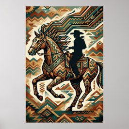 Art Deco Horse and Rider Poster - Geometric Wester ポスター