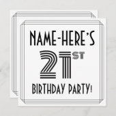Art Deco Inspired 21st Birthday Party, Custom Name 招待状 (正面/裏面)