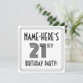 Art Deco Inspired 21st Birthday Party, Custom Name 招待状 (スタンド正面)