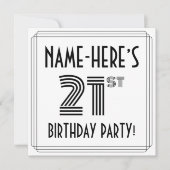 Art Deco Inspired 21st Birthday Party, Custom Name 招待状 (正面)