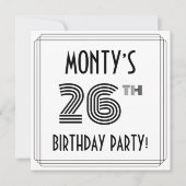 Art Deco Inspired 26th Birthday Party, Custom Name 招待状 (正面)