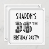 Art Deco Inspired 36th Birthday Party, Custom Name 招待状 (正面/裏面)