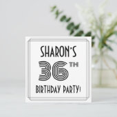 Art Deco Inspired 36th Birthday Party, Custom Name 招待状 (スタンド正面)