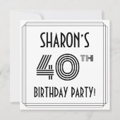 Art Deco Inspired 40th Birthday Party, Custom Name 招待状 (正面)