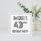 Art Deco Inspired 43rd Birthday Party, Custom Name 招待状 (スタンド正面)