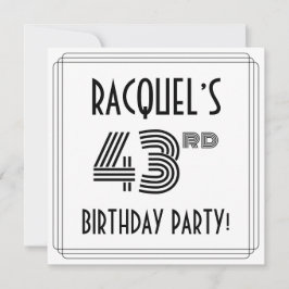 Art Deco Inspired 43rd Birthday Party, Custom Name 招待状