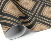 Art Deco Inspo Gold Brown Black Geometric Pattern ラッピングペーパー (ロールコーナー)