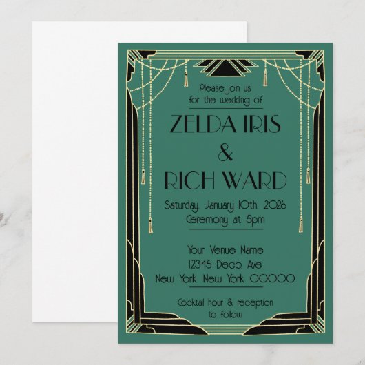 Art Deco Invite 招待状 (正面/裏面)