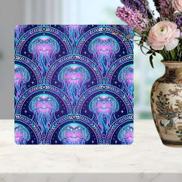 Art Deco Jellyfish Purple Pink Teal Geometric タイル