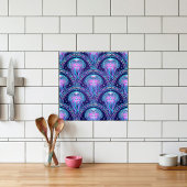 Art Deco Jellyfish Purple Pink Teal Geometric タイル
