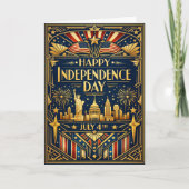 Art Deco July 4th Patriotic シーズンカード (正面)