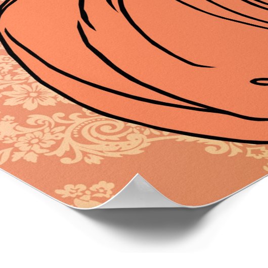 Art Deco Lady with Damask - BIANCA: Melon Melange ポスター (角)