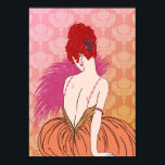 Art Deco Lady with Damask - BIANCA: Melon Melange ポスター<br><div class="desc">Our beautiful Bianca is dressed in a full skirt and her top has straps consisting of strands of jewels. She holds a fan of feathers and is seated against a backdrop of rich damask. Bianca's hair is a mass of curls in a fabulous updo, held in place with a fan-shaped...</div>