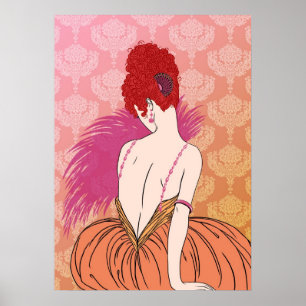 Art Deco Lady with Damask - BIANCA: Melon Melange ポスター