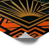 Art Deco Leaping Golden Lynx Wall Art ポスター (角)