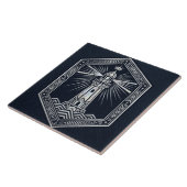 Art Deco Lighthouse Nautical Silver Design タイル (側面)