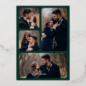 Art Deco Lines Emerald Gold Wedding Save the Date 箔招待状 (裏面)