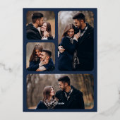 Art Deco Lines Navy Gold Wedding Save the Date 箔招待状 (裏面)