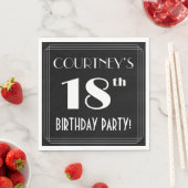 Art Deco Look 18th Birthday Party With Custom Name スタンダードランチョンナプキン (インサイチュ)