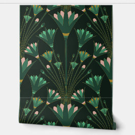 Art Deco Lotus - Scallop Lotus - Emerald Green 壁紙