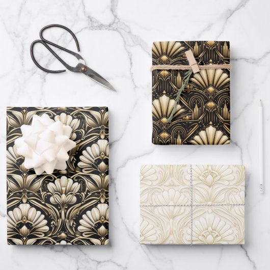 Art Deco Luxe Wrapping Paper Set ラッピングペーパーシート (正面)