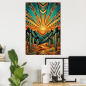 Art Deco Majestic Mesa Poster - Geometric Desert ポスター (ホームオフィス)
