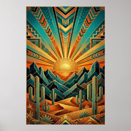 Art Deco Majestic Mesa Poster - Geometric Desert ポスター